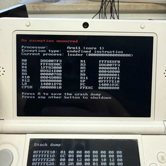 Luma3DS exception screen - 3DSRenew