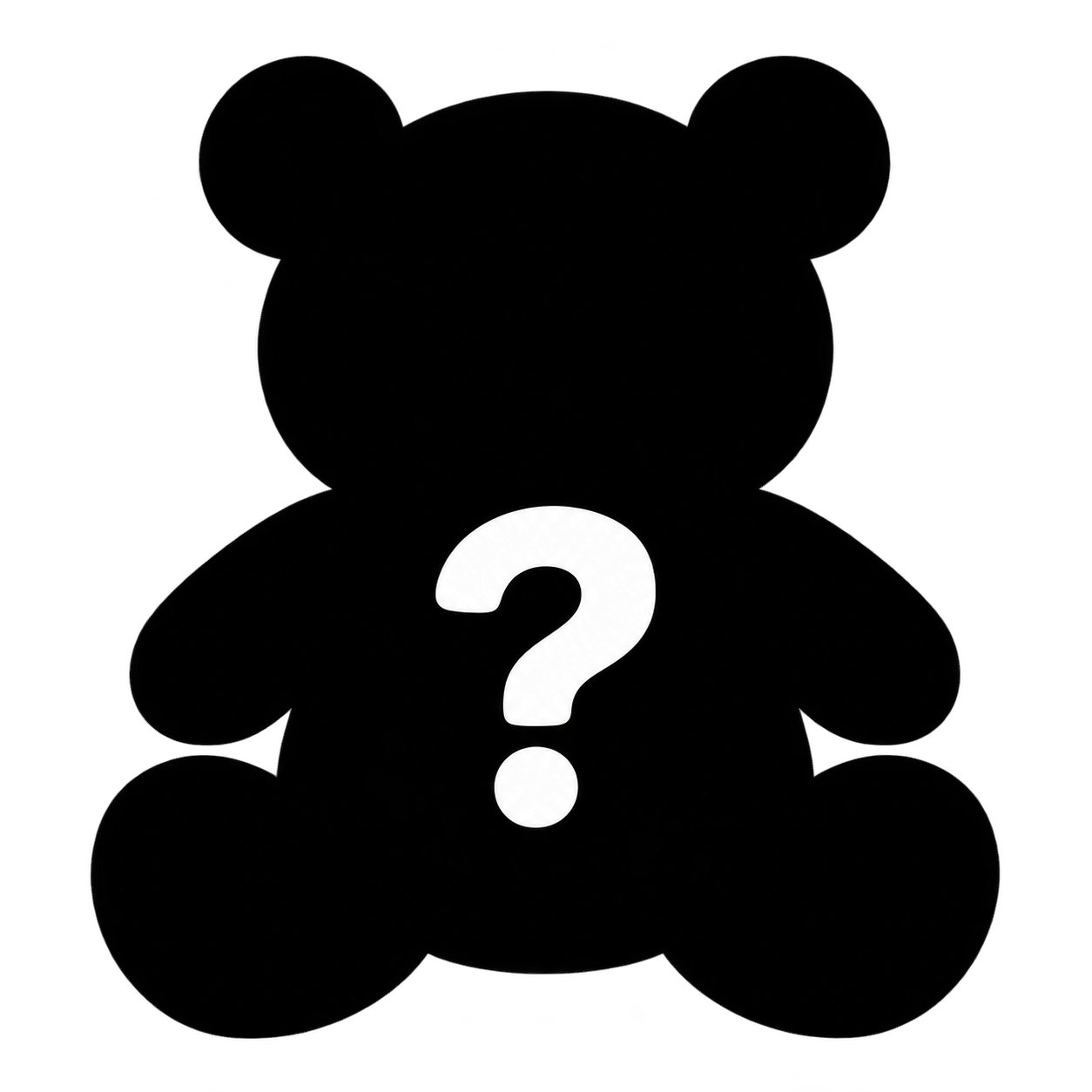 Black mystery plush silhouette with a question mark